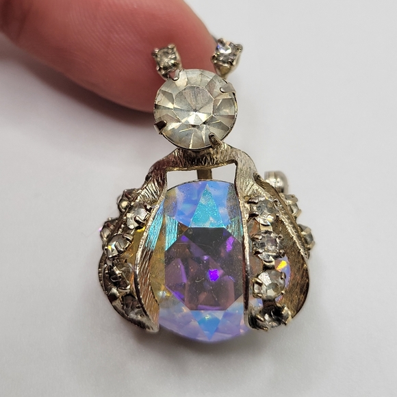 VTG Warner Fly Brooch | Silver Tone, Clear & AB Rhinestones | SIGNED - Picture 3 of 10